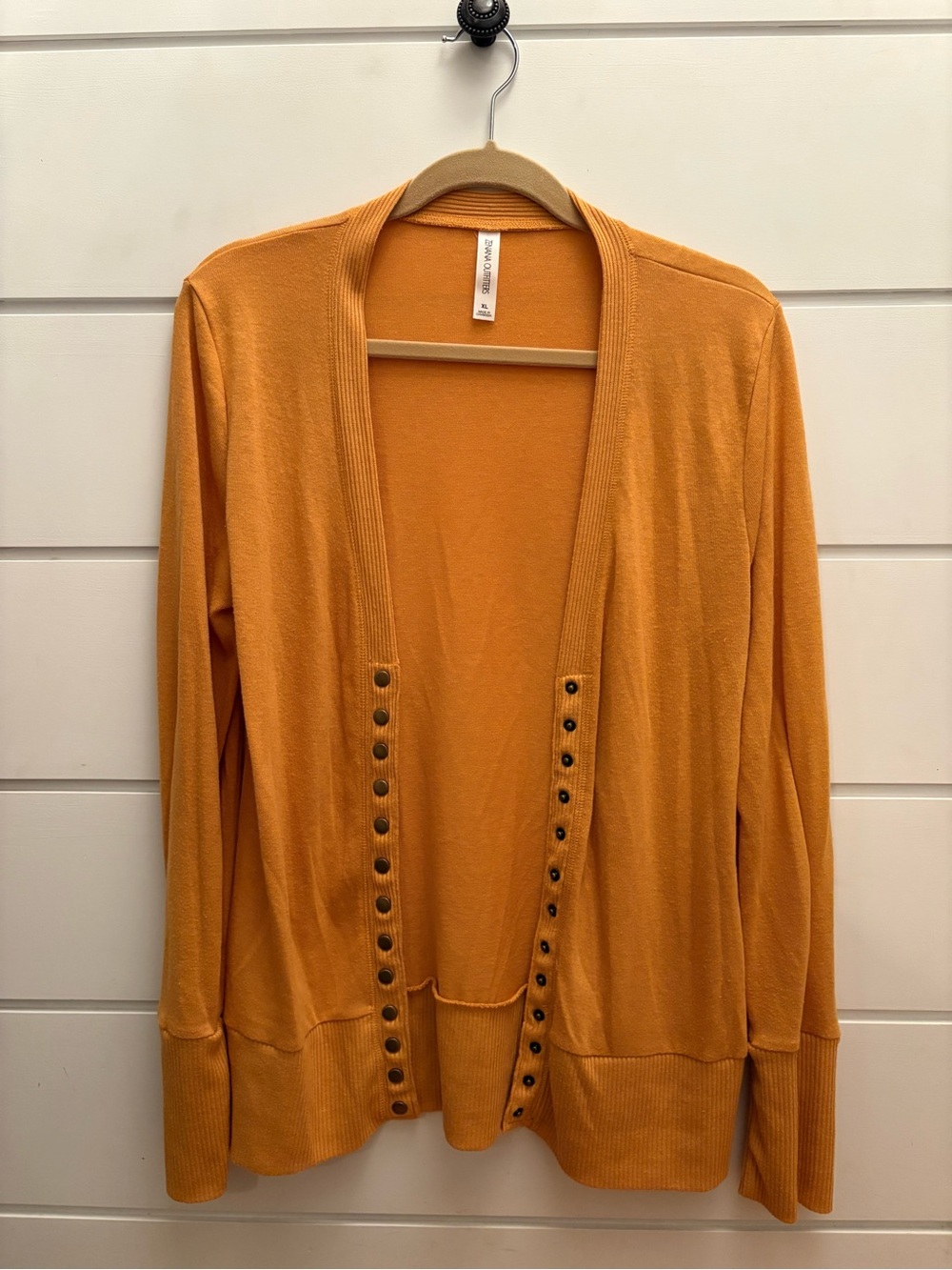 Zenana Outfitters Mustard Marigold Snap Button Cardigan - XL